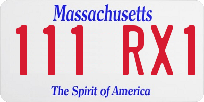 MA license plate 111RX1