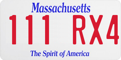 MA license plate 111RX4
