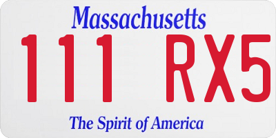 MA license plate 111RX5