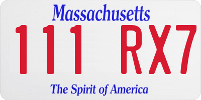 MA license plate 111RX7