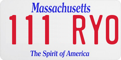 MA license plate 111RY0