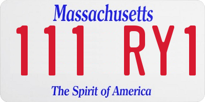 MA license plate 111RY1