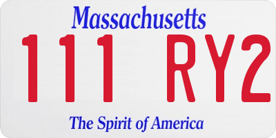 MA license plate 111RY2