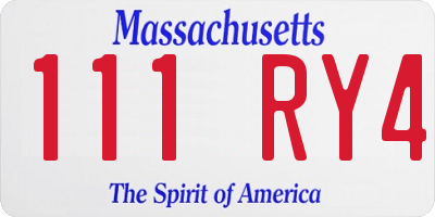 MA license plate 111RY4