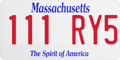 MA license plate 111RY5
