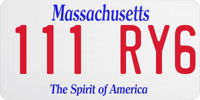 MA license plate 111RY6