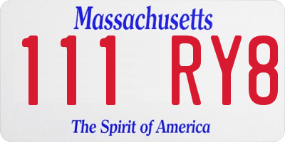 MA license plate 111RY8