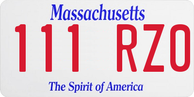 MA license plate 111RZ0