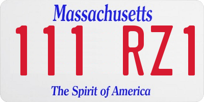 MA license plate 111RZ1