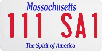 MA license plate 111SA1