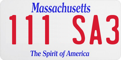 MA license plate 111SA3