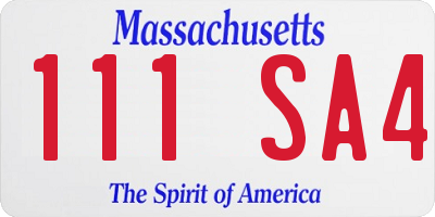 MA license plate 111SA4