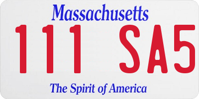 MA license plate 111SA5