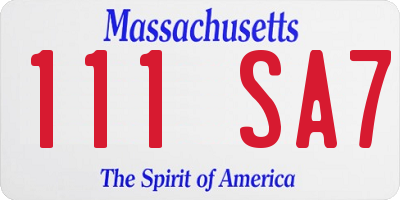 MA license plate 111SA7