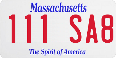 MA license plate 111SA8
