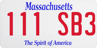 MA license plate 111SB3
