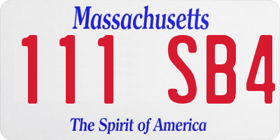 MA license plate 111SB4