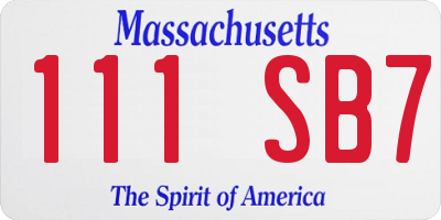 MA license plate 111SB7