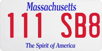 MA license plate 111SB8