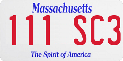 MA license plate 111SC3