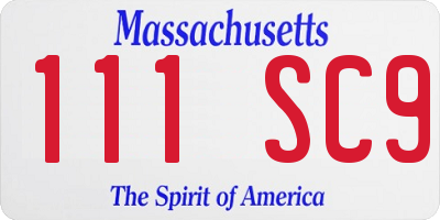 MA license plate 111SC9