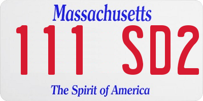 MA license plate 111SD2