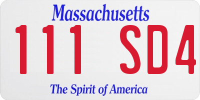 MA license plate 111SD4