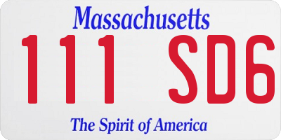 MA license plate 111SD6