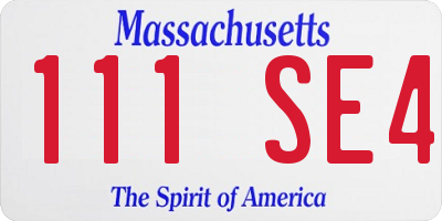 MA license plate 111SE4