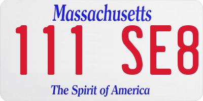 MA license plate 111SE8
