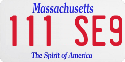 MA license plate 111SE9