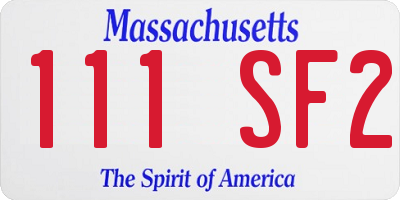 MA license plate 111SF2