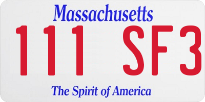 MA license plate 111SF3