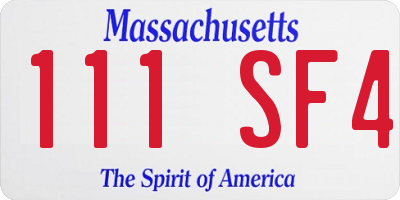 MA license plate 111SF4