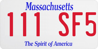 MA license plate 111SF5