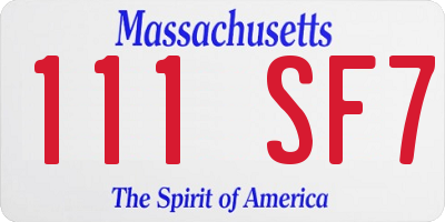 MA license plate 111SF7