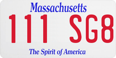 MA license plate 111SG8