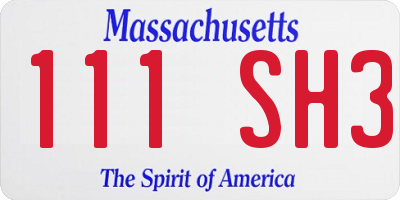 MA license plate 111SH3