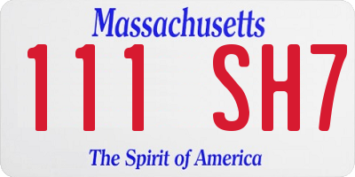 MA license plate 111SH7