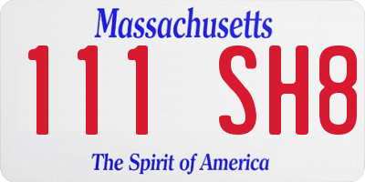MA license plate 111SH8