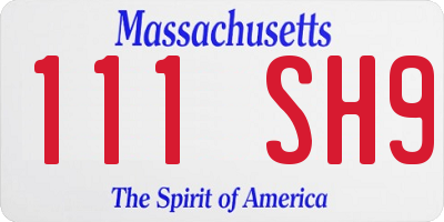 MA license plate 111SH9
