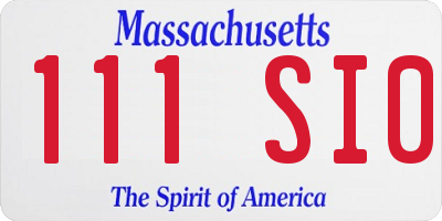 MA license plate 111SI0