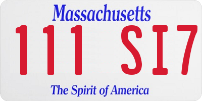 MA license plate 111SI7