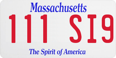 MA license plate 111SI9