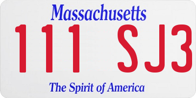 MA license plate 111SJ3