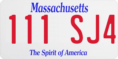 MA license plate 111SJ4
