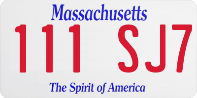 MA license plate 111SJ7