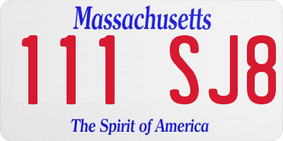 MA license plate 111SJ8