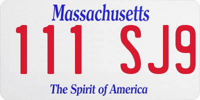 MA license plate 111SJ9
