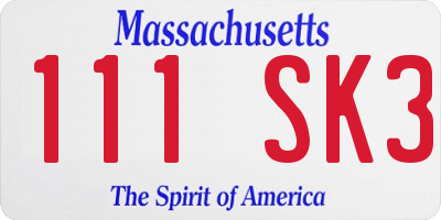 MA license plate 111SK3